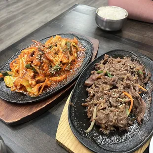Spicy Baby Octopus and Beef Bulgogi