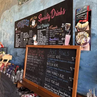 Drink and açaí bowl menus