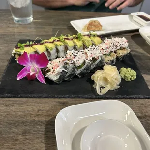 2 rolls, handmade gyoza