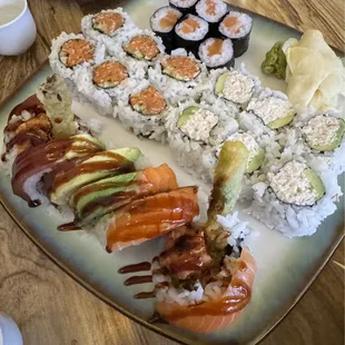 Montana, California, spicy tuna, and salmon roll