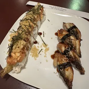 Crunch roll and Eel Nigiri