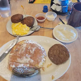 Blueberry Pancake Combo with Crabcakes on the Side