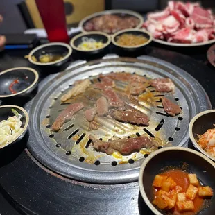 various dishes of food on a table