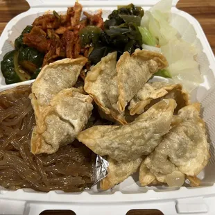 Fried Mandoo plate, no rice with one extra serving of banchan