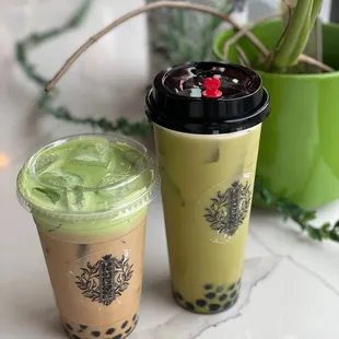 Coco Pandan Latte (left) and Thai Green Seasalt Milk Tea