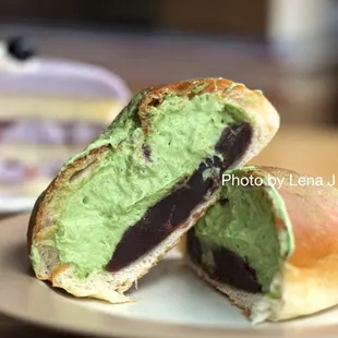Red Bean Matcha Cream Bread ($3.50) - filled with matcha whipped cream and red bean paste. I liked the filling! Bread was a tad dry though.