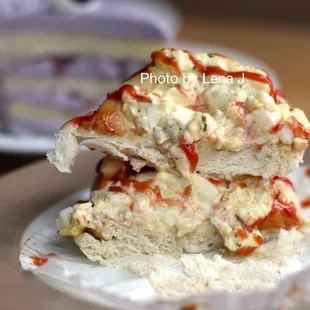 Inside of Ham &amp; Egg Bread ($3) - too much mayo, too creamy for me. Would have preferred more salt.