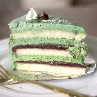 Red Bean Green Tea Cream Cake ($6.80) - flavors are tasty, but the textures are just OK