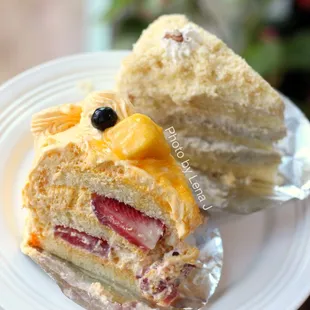 Mango &amp; Strawberry Cream Cake Slice ($5.80, cream has nice mango flavor) + Sweet Potato Cream Cake Slice ($6.40)