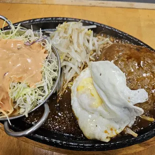 Hamburger Steak (bean sprouts instead of rice by request)