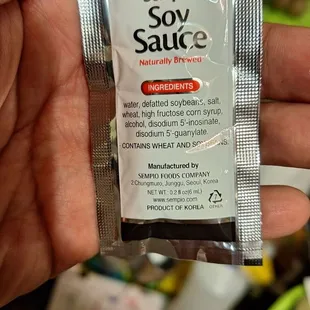 To-go soy sauce packet