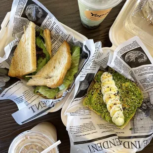 KBQQ sandwich and Avocado Toast