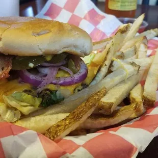 Bacon avocado without the wrapper,  homemade fries.  Delivers on the best burger in town!