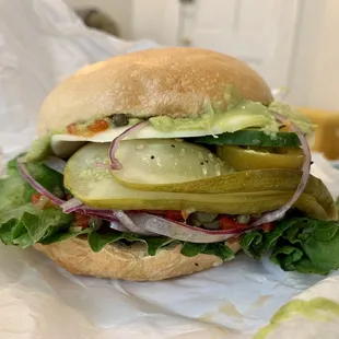 "All the vegetables" on sourdough with provolone