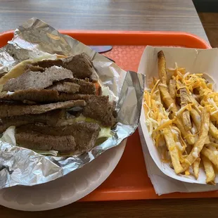 Gyro and cheese fries