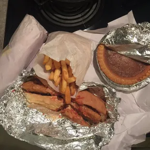 16&quot; Sub Special, 2 Chicken Parmesan Sub, French Fries with Gravy Can Soda.  3- Bean Pie