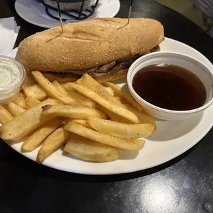 French dip with steak fries