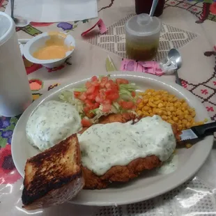 Thursday&apos;s special, chicken-fried chicken. Really tasty.