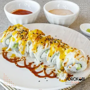 a sushi roll on a plate