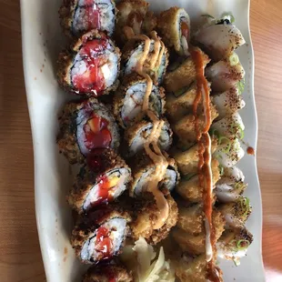 Left to right - mini Hawaiian, mini yum, Diablo and sushi supreme