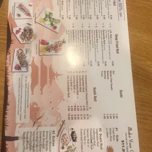a menu for a japanese restaurant