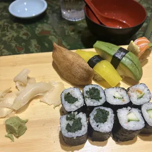 A variety of sushis ordered