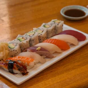 a plate of sushi