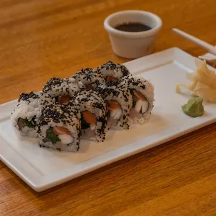 a plate of sushi