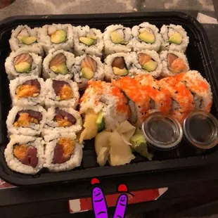Mexican Roll, Shrimp Tempura Roll, Hokkaido Roll, California Roll with Crab Stick