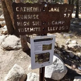 Signs to stay on trail.