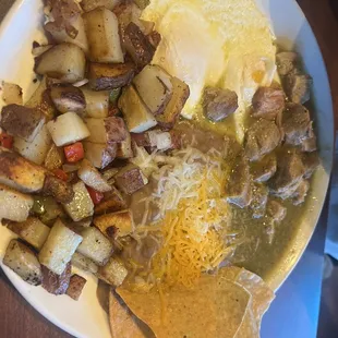 Chile verde and eggs