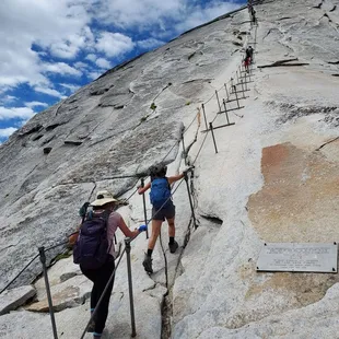 Looking up at the Half Dome cables