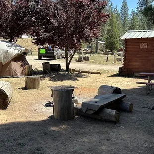 Our camping spot in the front. Got some shed around 10am.
