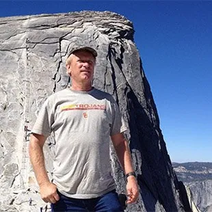 Manager Mac below the Half Dome Cables in Yosemite