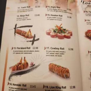 menu, sushi and sashimi