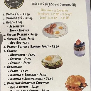 Late September 2024, a solid breakfast menu!