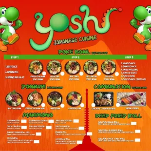 Yoshi Food Truck Menu.
