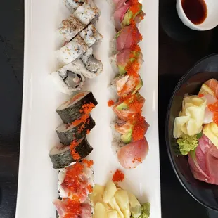 Scallop roll, crazy horse roll, and rainbow roll... Fresh and delicious