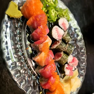 Sunrise roll and negi toro roll