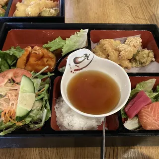 I. Salmon Teriyaki with Assorted Tempura Lunch Bento Box