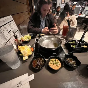 Set up for a hot pot