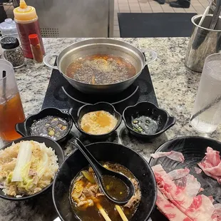 Pork Belly, thin slice ribeye, Tsuyu broth, Udon