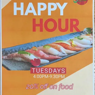Happy Hour. Sushi Tuesday