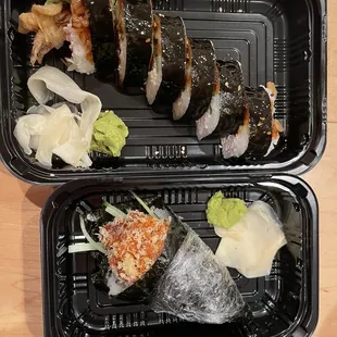 Spider roll &amp; spicy tuna handroll