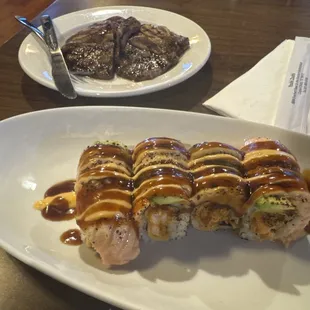 Yoshi roll , and Kalbi appetizer
