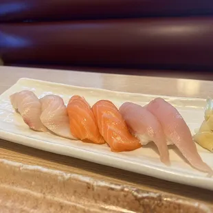 Himachi, salmon, and yellowtail nigiri