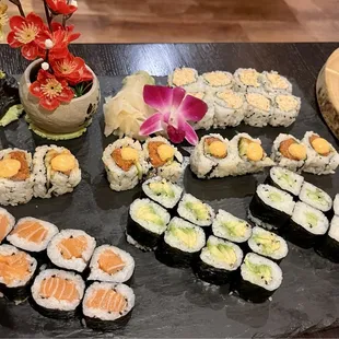 interior, sushi and sashimi