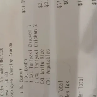 Receipt of what spent