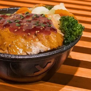 a bowl of food on a table