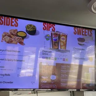 Sides and sweets menu
